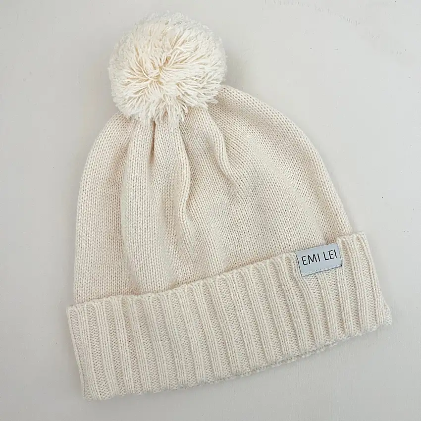 Adult Pom Beanie | Cream