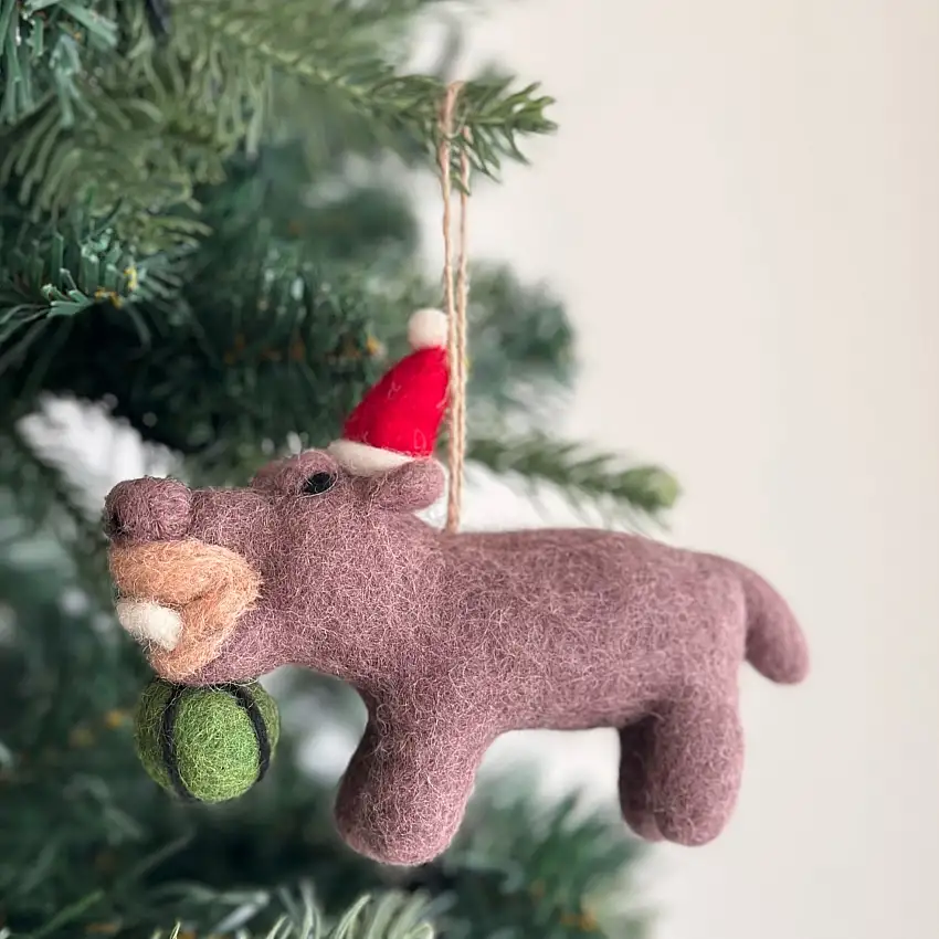 Felt Ornament - Hippo Eating Watermelon