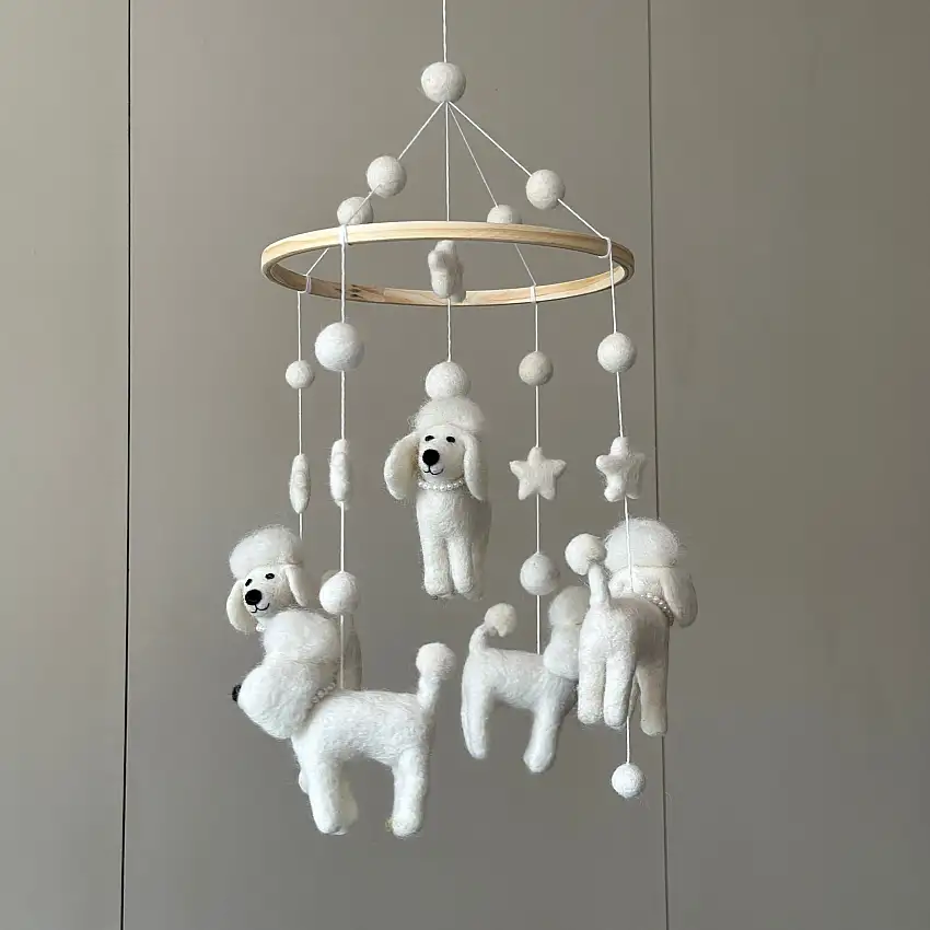 Felt Baby Mobile - White Poodle