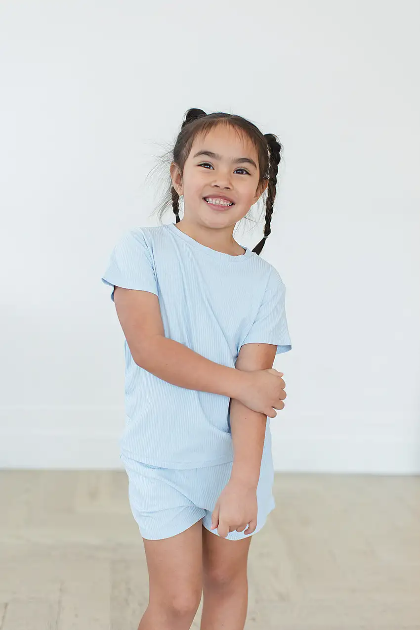 Baby Blue (ribbed) - Pocket Short Set