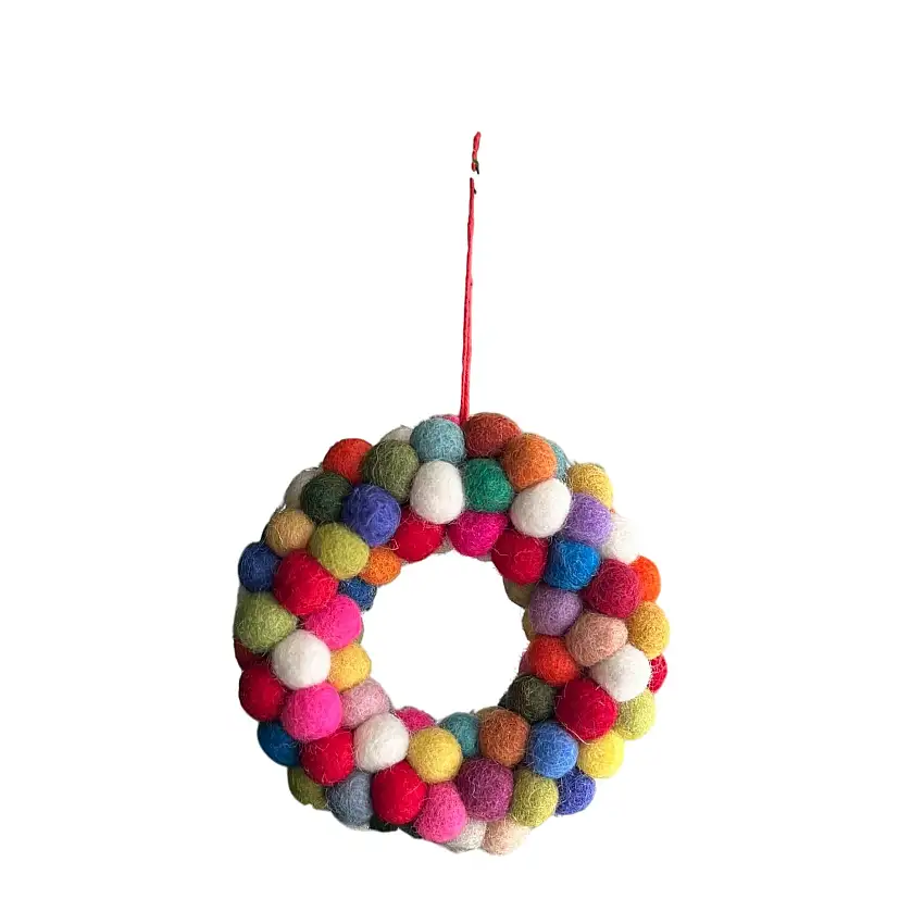 Felt Ornament - Mini Pompom Pompom Wreath