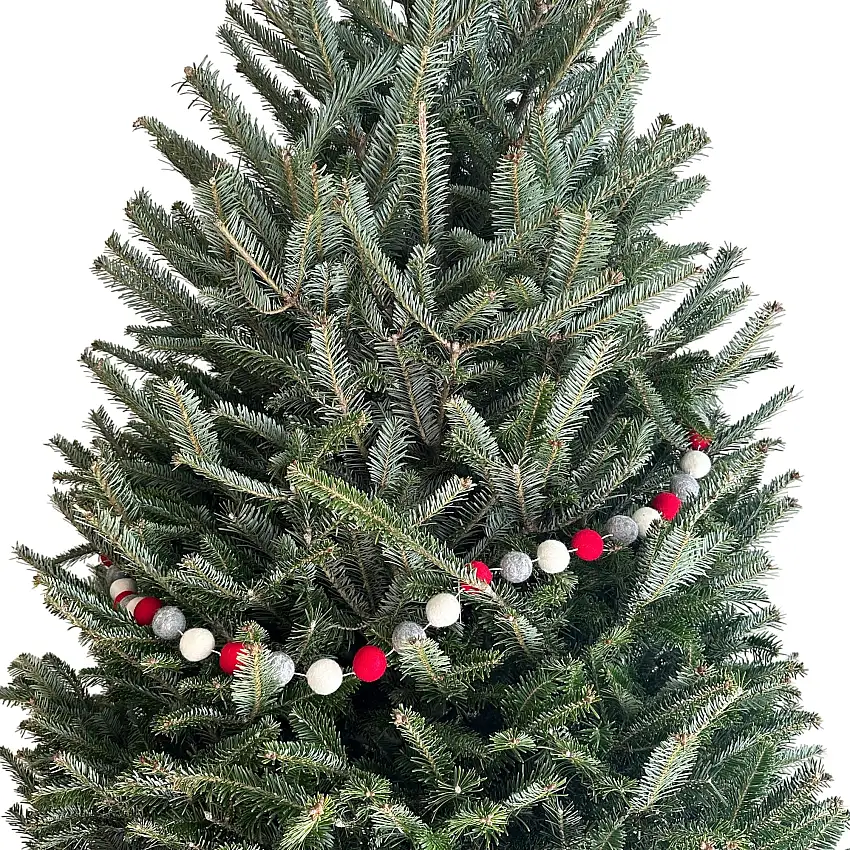 6' Felt Festive Pompom Ball Garland - Red, Gray, White