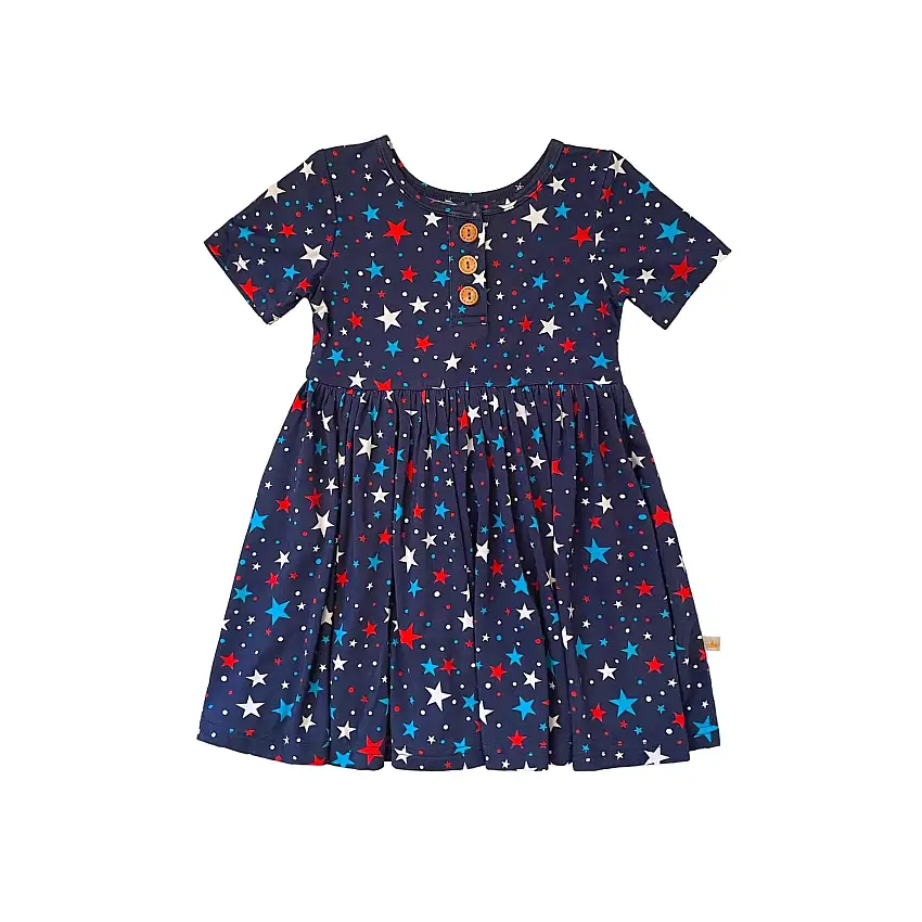 Independence Day July 4th Star Patriotic Memorial Girls Dress