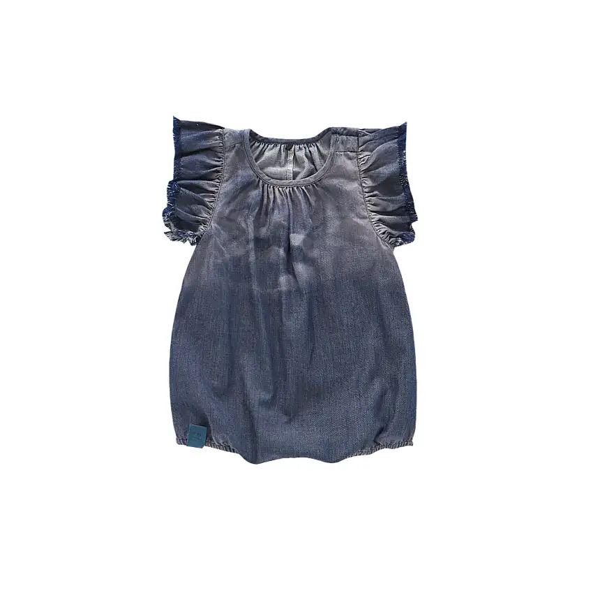 Denim Bubble Romper | Indigo