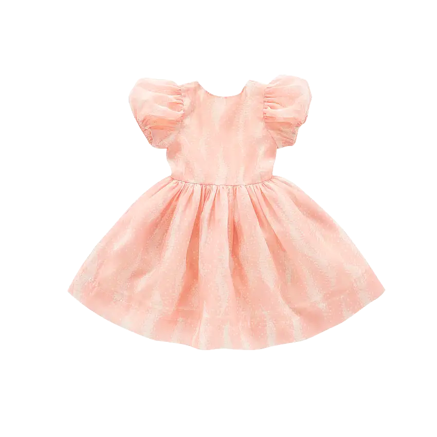 Fit & Flare Dress With Puff Sleeves | Pink