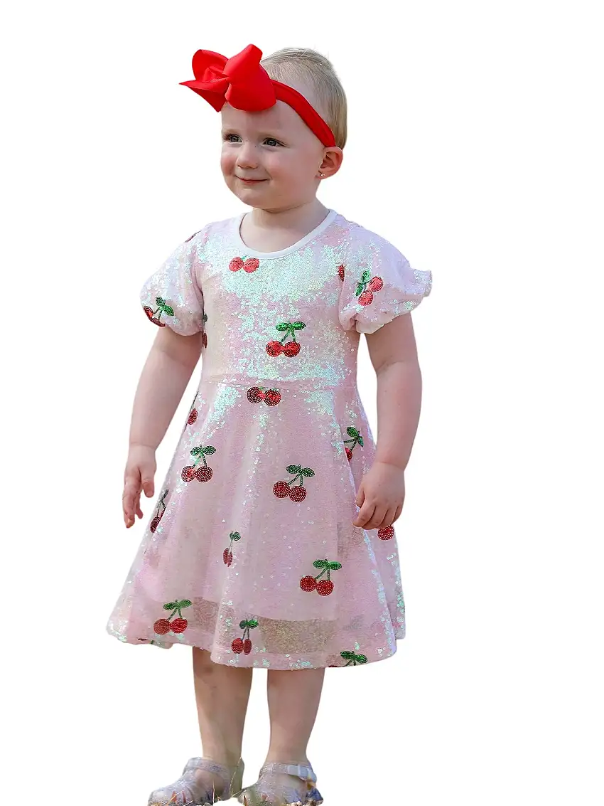 Sweet Cherry Sequins Cute Dress