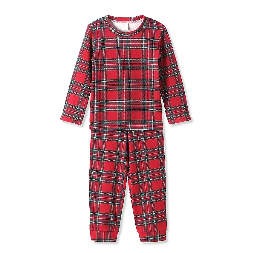 Christmas Bamboo Kids' Pajama Set – Classic Tartan Plaid Holiday
