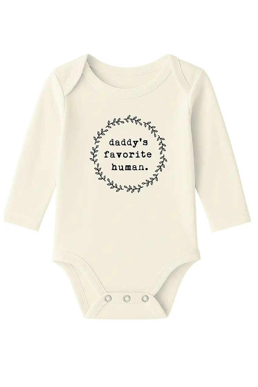 Daddy's Favorite Human Organic Cotton Baby Bodysuit Long Sleeve