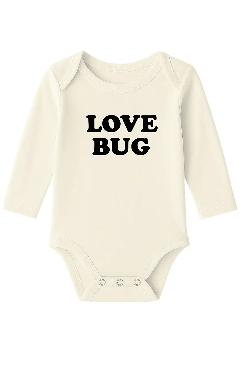 Love Bug Organic Cotton Baby Bodysuit Long Sleeve