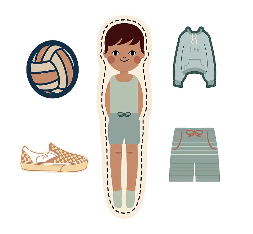 Nimix 3 Piece Paper Doll Boy Set