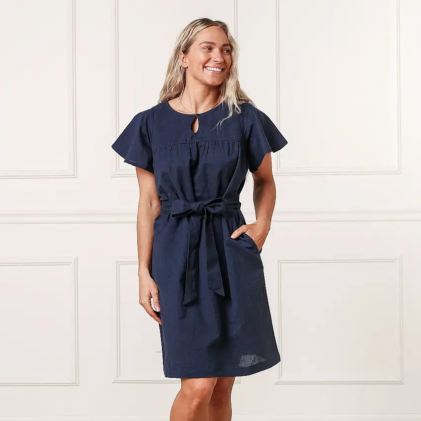 Linen Keyhole Dress