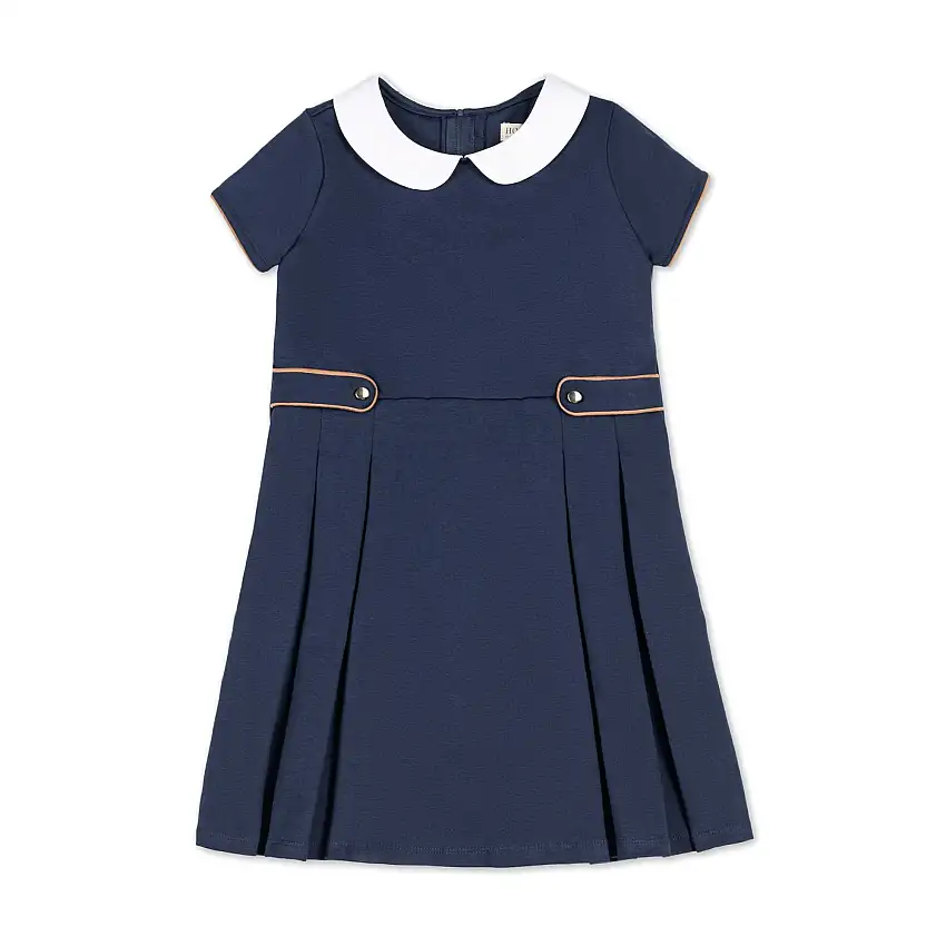 Pleated Ponte Dress With Collar - Baby