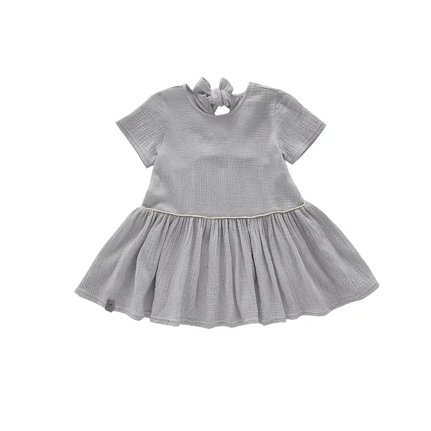 Girls Hi-low Drop Waist Dress | Light Grey