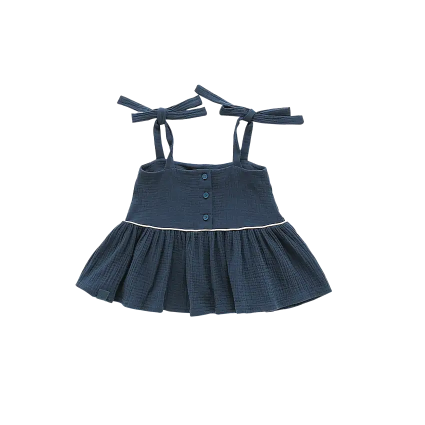 Girl Peplum Top | Navy