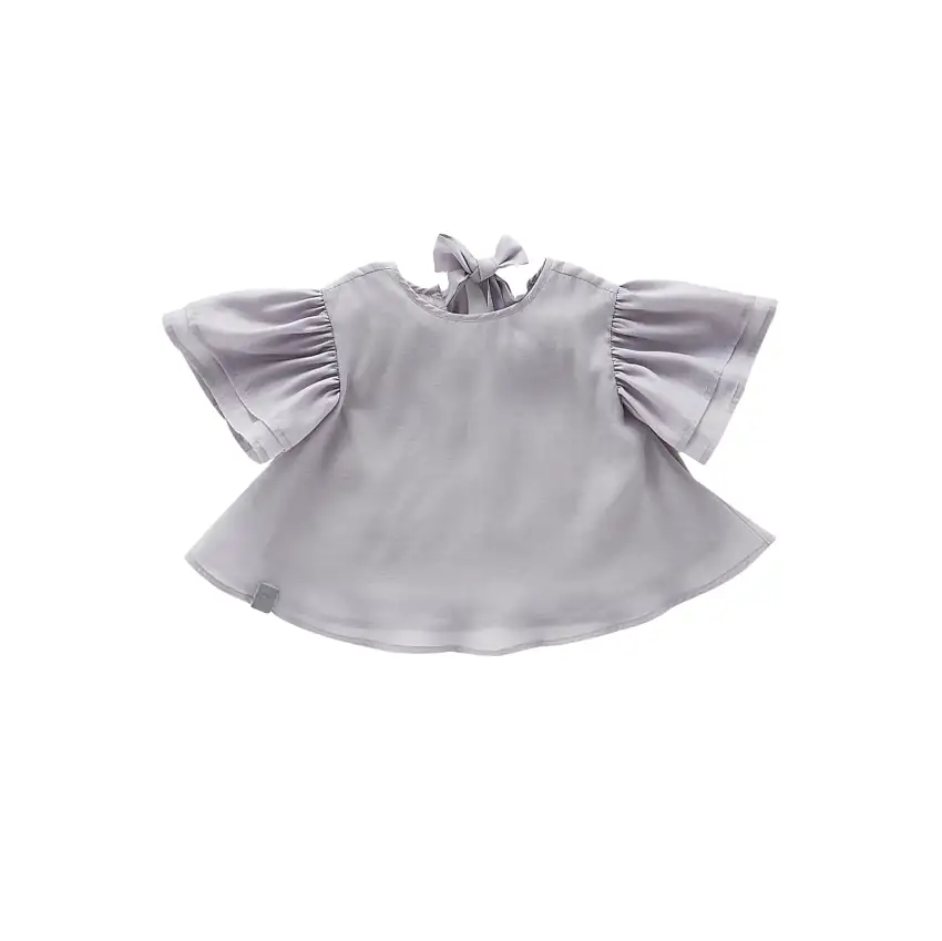Girls Organza Layered Flared Top | Grey