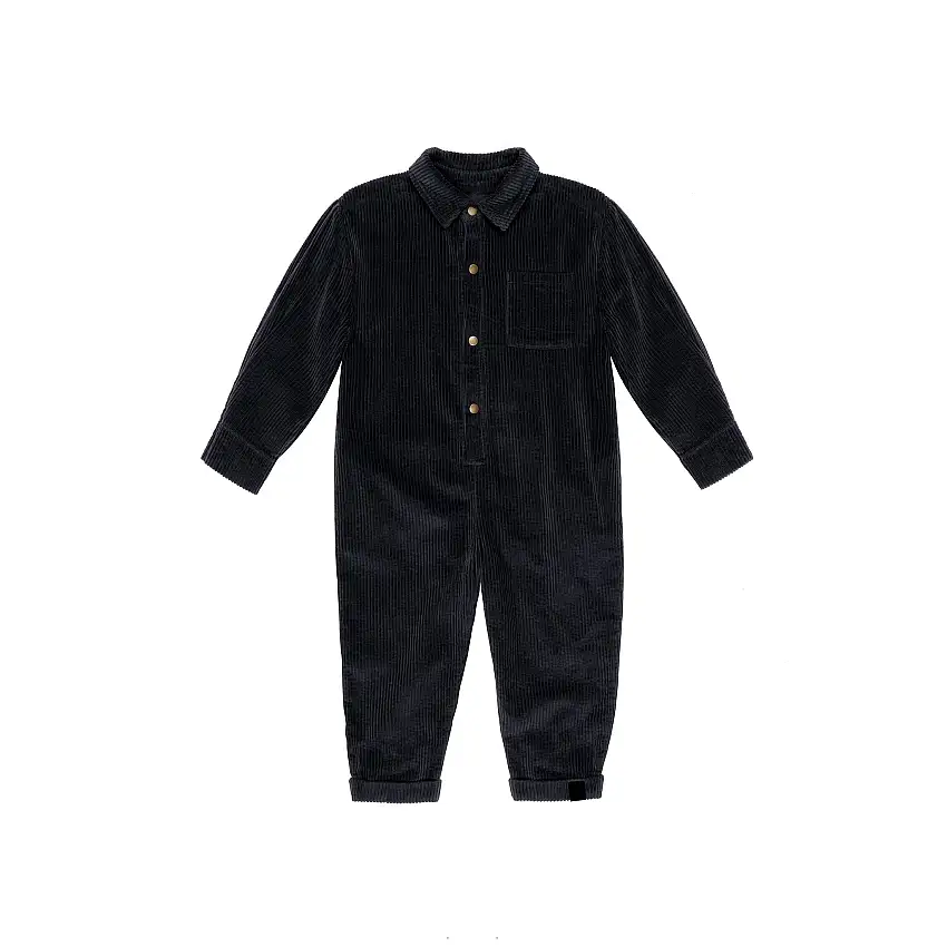 Kids Corduroy Mechanic Jumpsuit L Black