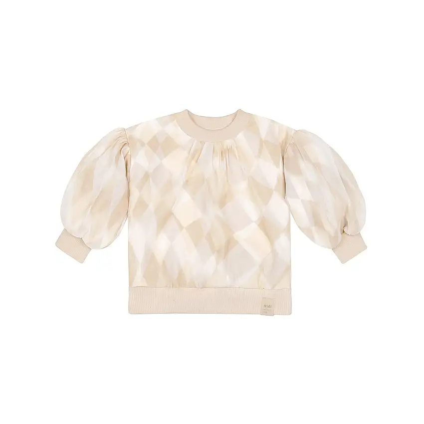 Girls Organza & Terry Sweatshirt L Beige