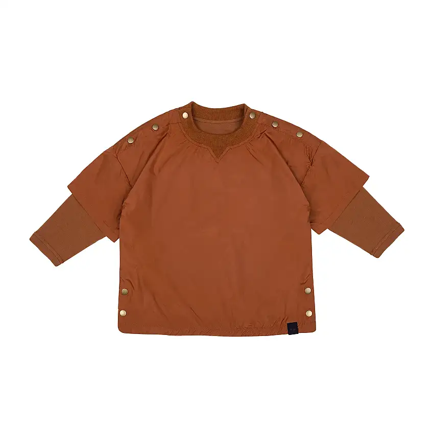 Kids Layered Nylon Top With Jersey Sleeve L Rust