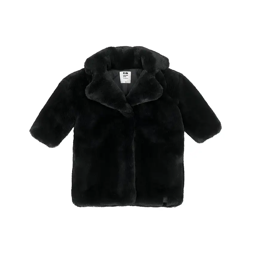 Kids Faux Fur Coat L Black