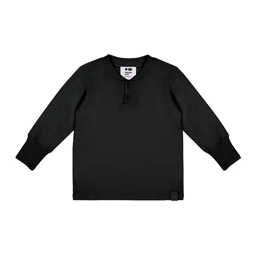 Kids Long Sleeve Jersey Henley L Black