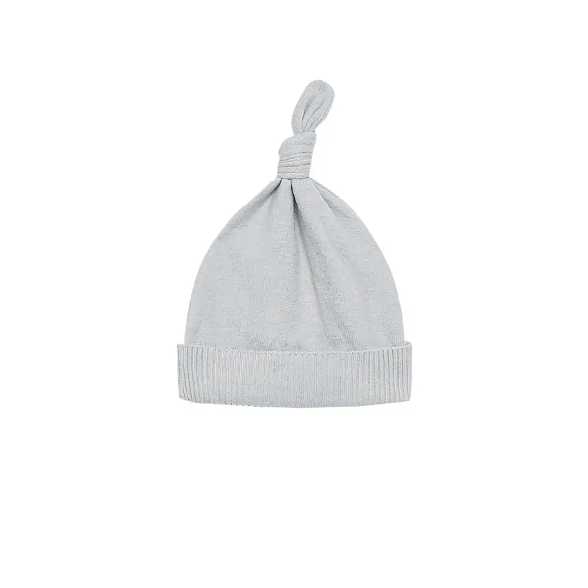 Kids Knot Beanie In Light Grey Knit