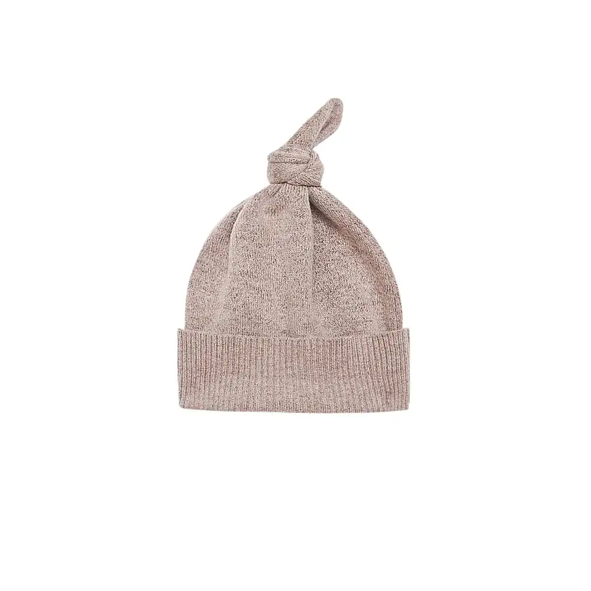 Kids Knot Beanie In Taupe Knit