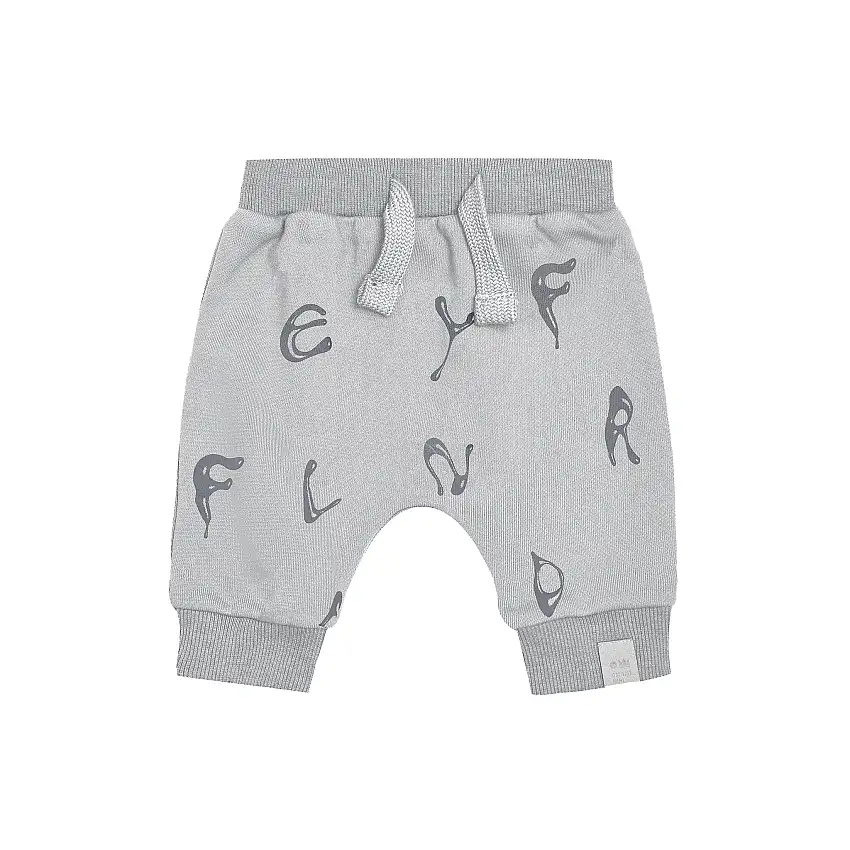 Baby Terry Joggers With Print - Light Grey
