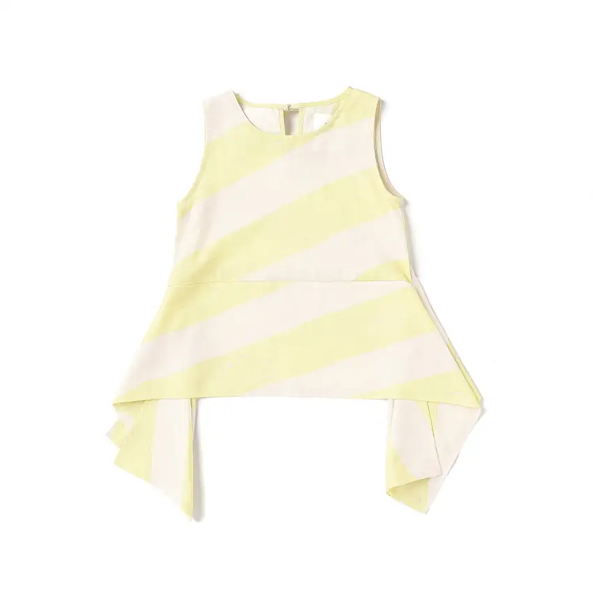 Girls Sleeveless Peplum Top With Side Tails | Yellow