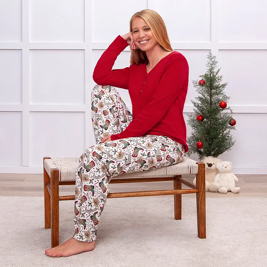 Western Christmas Adult Pajama Pants – Soft Bamboo Unisex