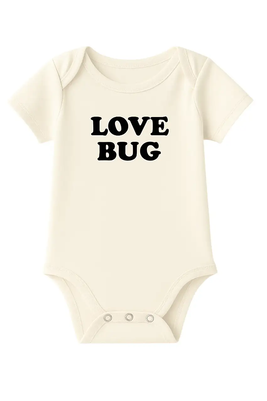 Love Bug Organic Cotton Baby Bodysuit Short Sleeve