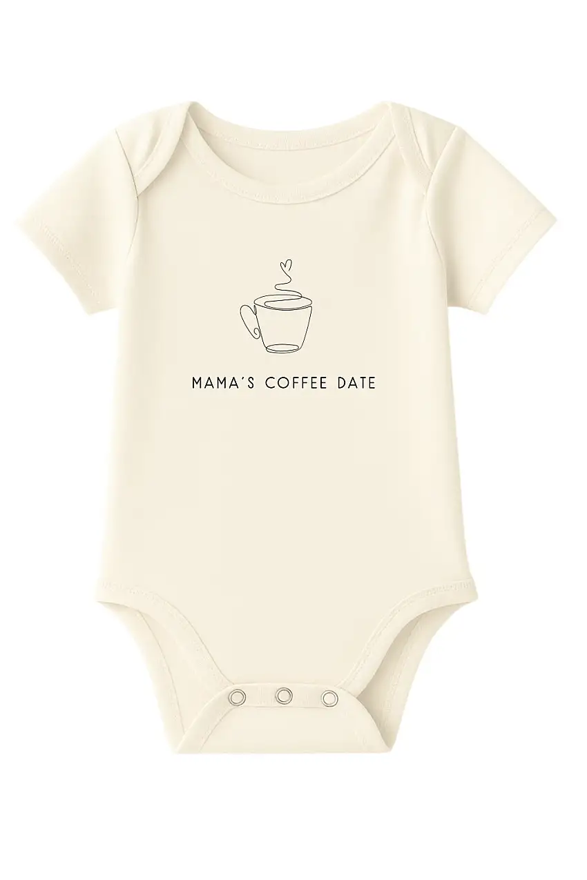 Mama's Coffee Date Organic Cotton Baby Bodysuit Short Sleeve