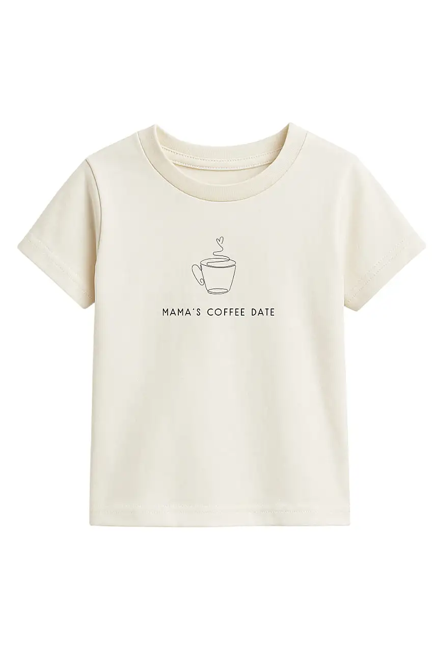 Mama's Coffee Date Organic Cotton Kids Graphic Tee Short Sleeve