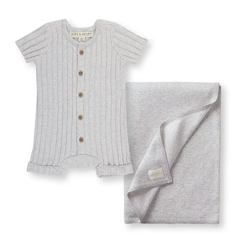 Shortie Romper & Jacquard Blanket Gift Set