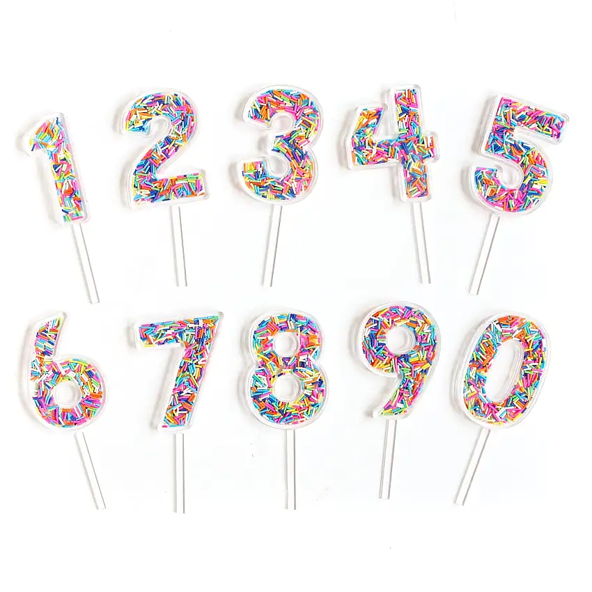 Sprinkle Number Acrylic Cake Toppers