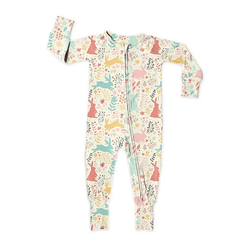 Bunny Snuggles Zip Up Bamboo Pajamas
