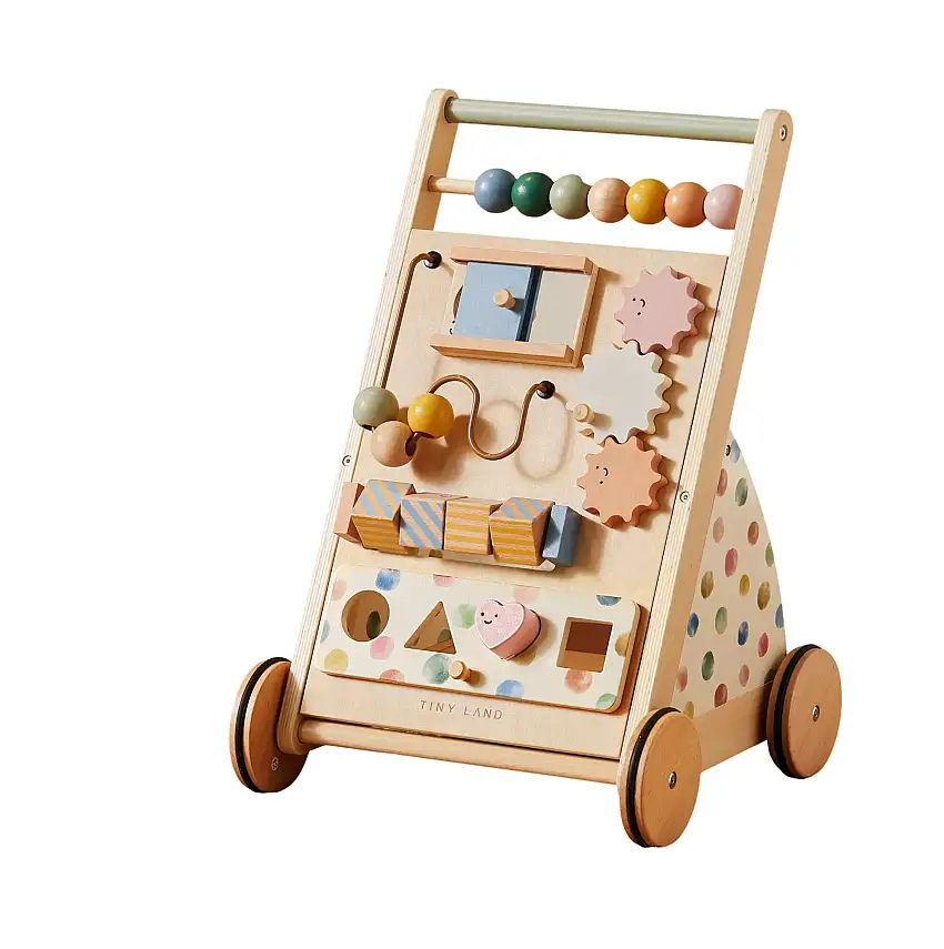 Versatile Natural Wooden Baby Walker