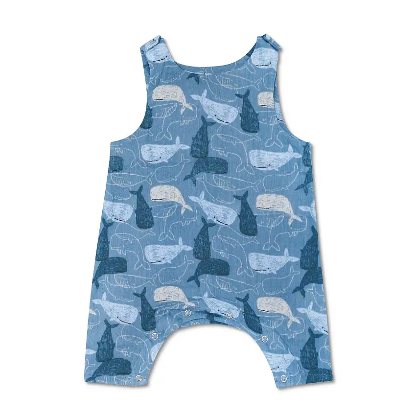 Muslin Snap Jumpsuit - Whale Tales
