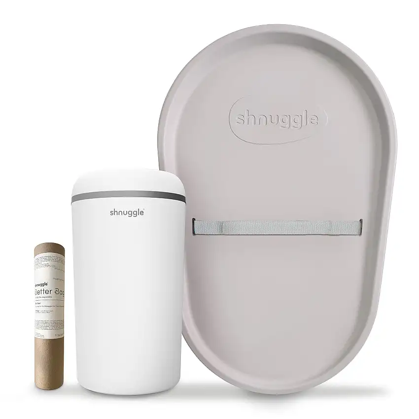 Changing Essentials Kit: Shnuggle Changing Mat + Diaper Pail + Better Bag Liners (90 Day Supply)