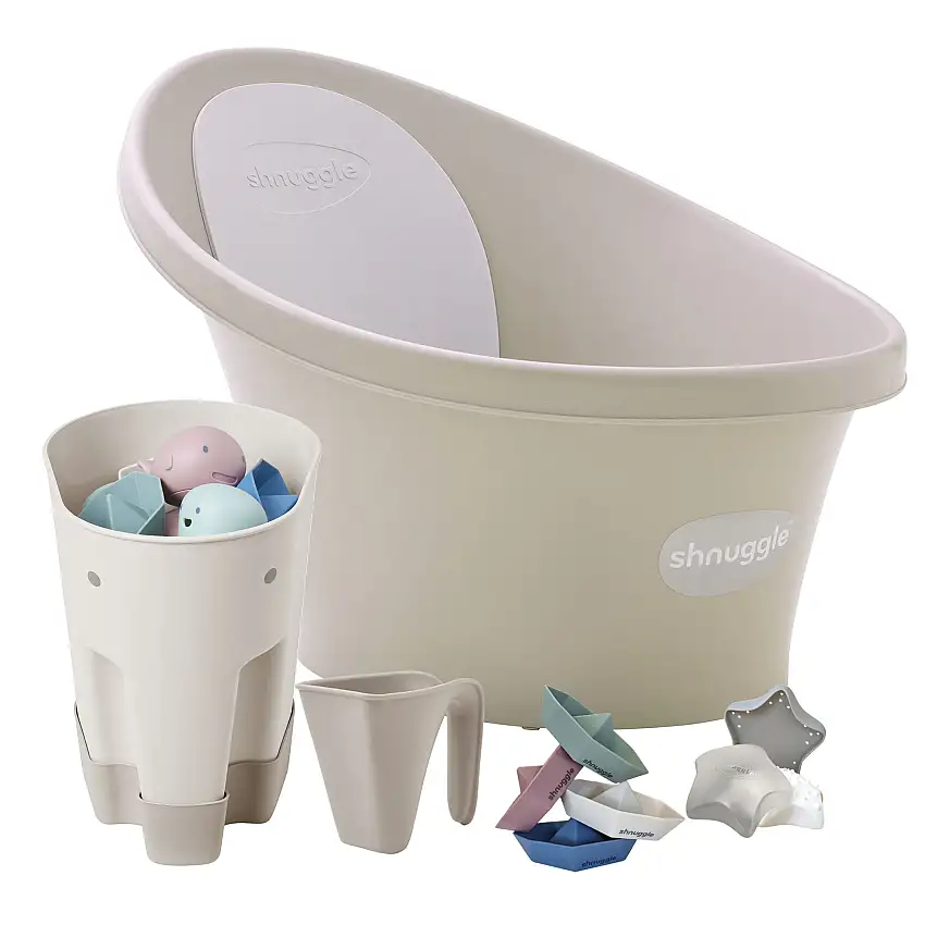 Shnuggle Newborn Bundle: Baby Bath & Accessories Bundle - 5-piece Set | Cozy Support, Easy Cleanup & Sensory Fun