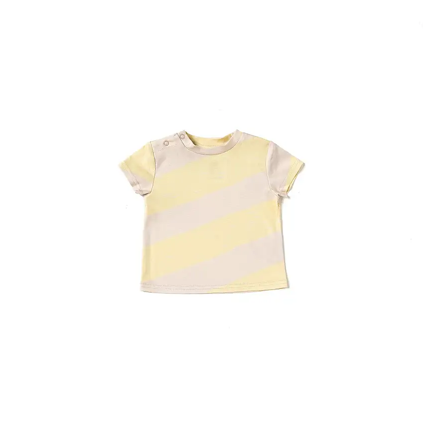 Baby Boxy T-shirt With Stripes | Yellow