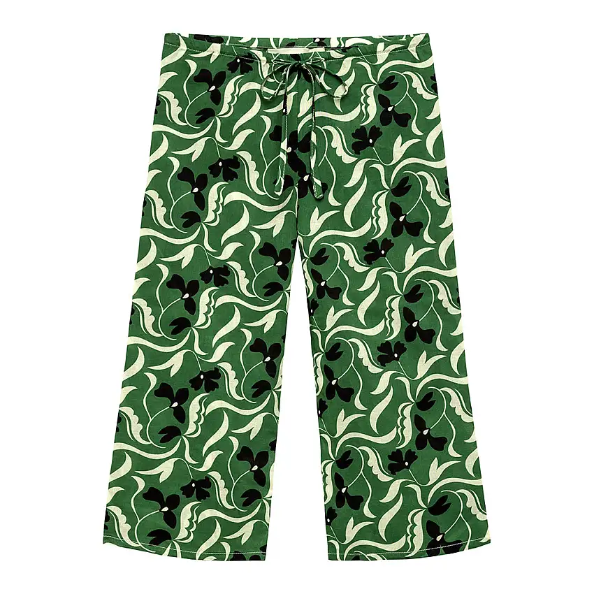 Veronica Floral Mini Drawstring Wide Leg Pant