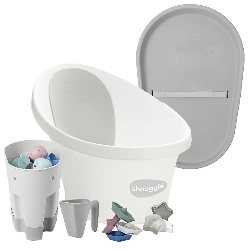 Shnuggle Bath & Change Bundle: Baby Bath & Changing Bundle + Accessories - 6-piece Set For Cozy Bath & Diaper Time