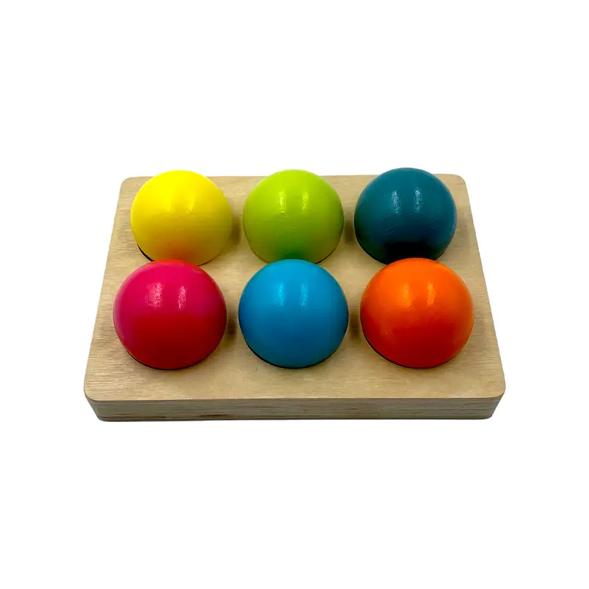 6 Pcs Wooden Balls With Tray In Pastel/macaron Colors Diameter 1.8 Inches