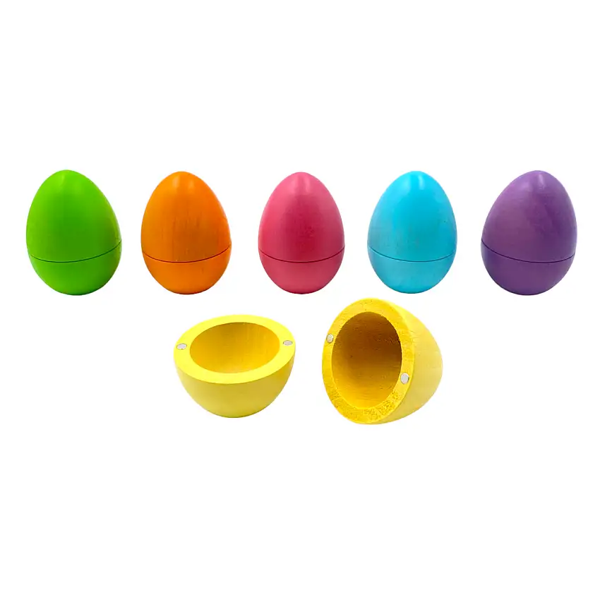 6 Pcs Stained Magnetic Wooden Eggs In Pastel/macaron Colors