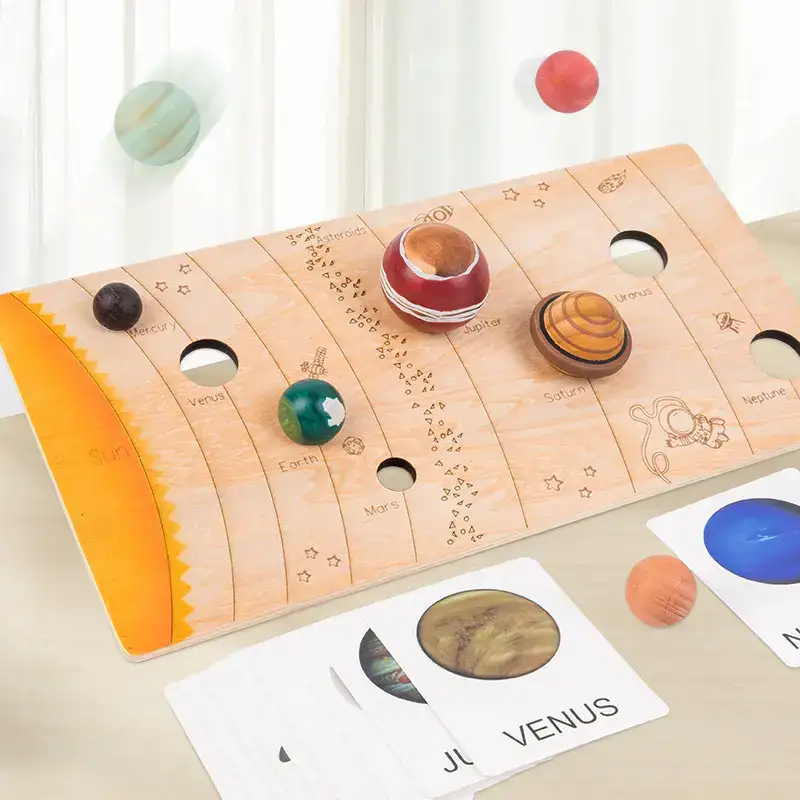 Wooden Solar System With 8 Planets 3-d Model Puzzle Set