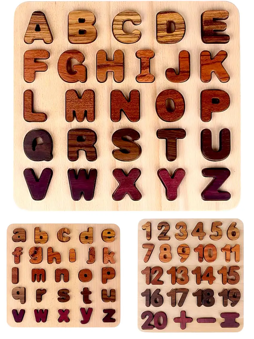 Natural Wooden Alphabet Letters And Numbers Puzzle