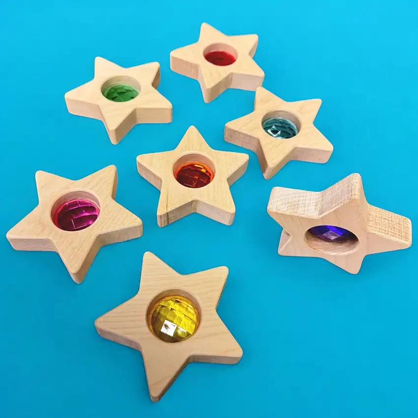 7 Pcs Wooden Gemmed Stars Blocks Set