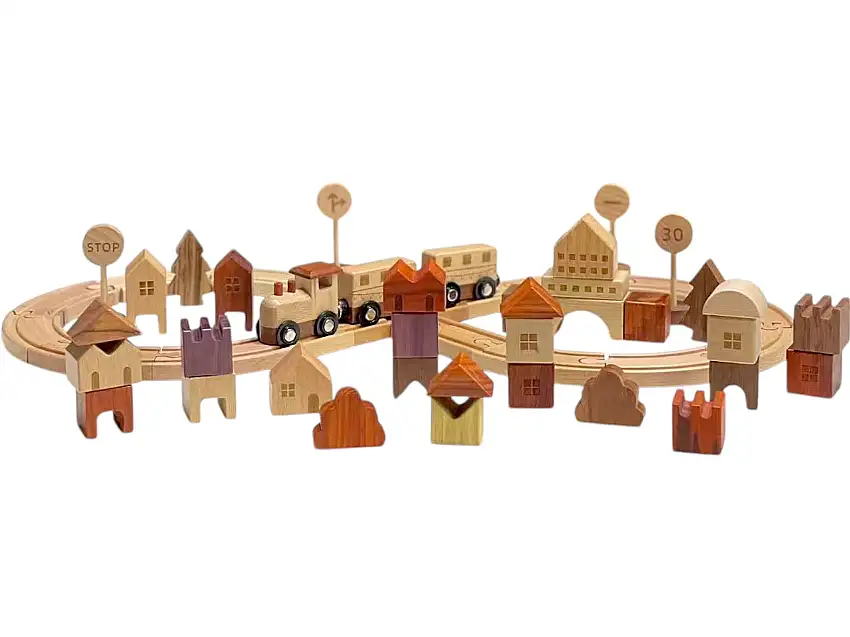 56 Pcs Town Exploration Train Set With Track