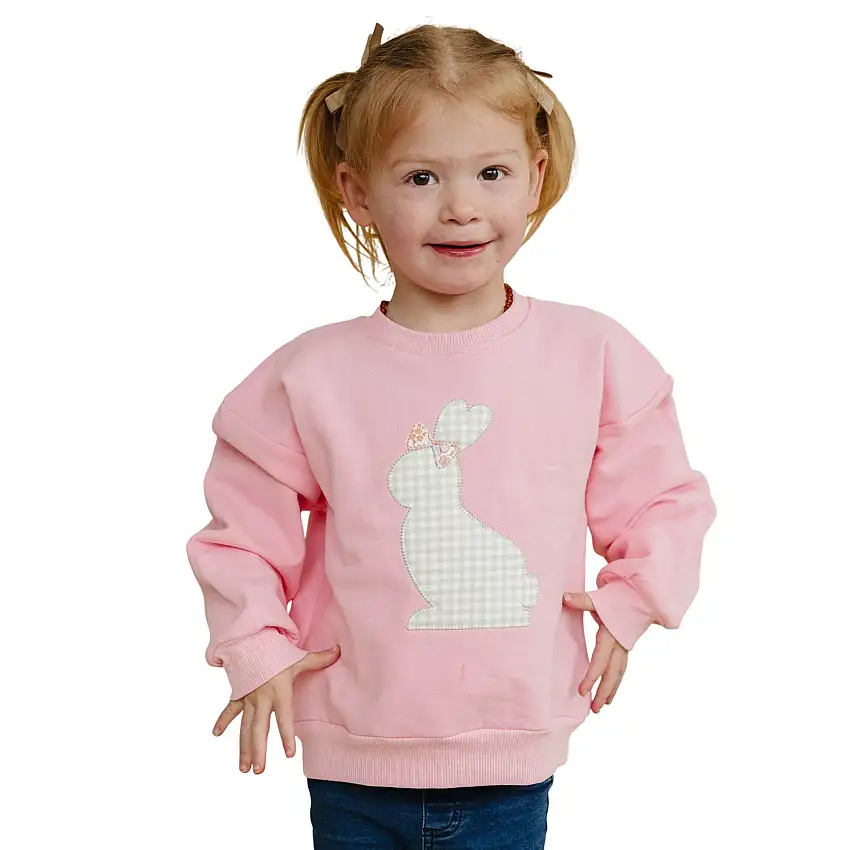 Applique Bunny Crewneck Sweatshirt