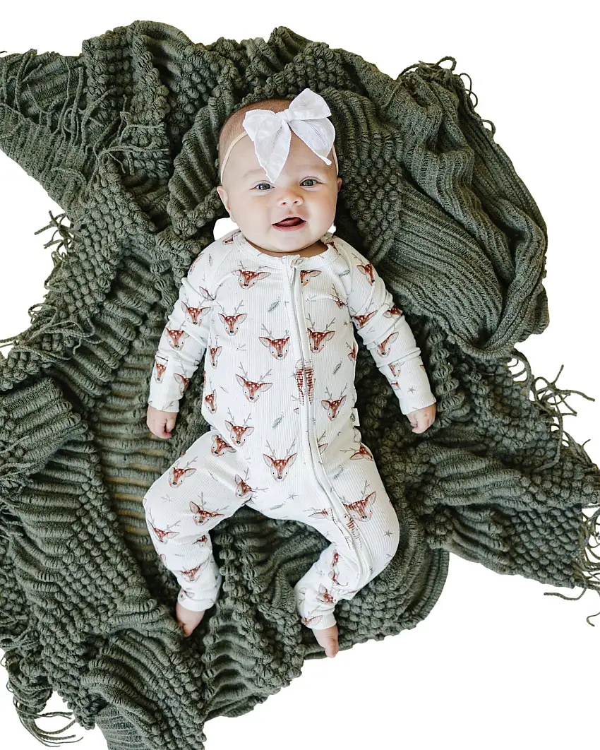 Reindeer Games Ribbed Zippy Romper
